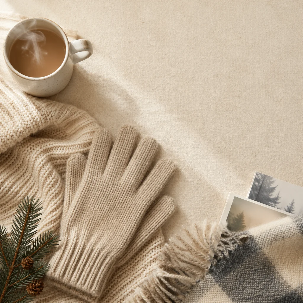 Cozy Knitted Beanie and Scarf Flat Lay