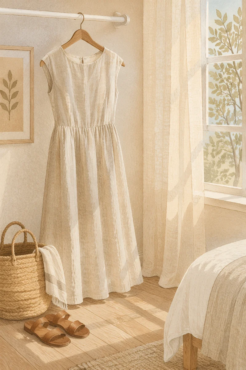 Elegant Linen Dress by Sunlit Window