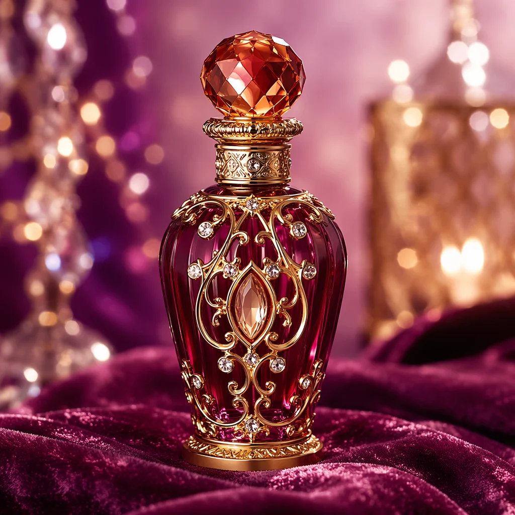 Elegant Ruby Perfume on Velvet Glow