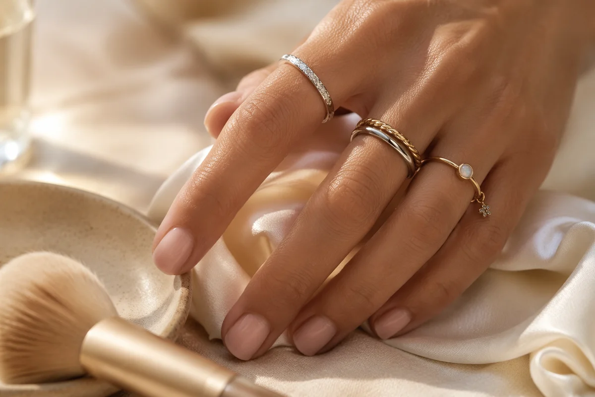 Gold and Silver Rings on Elegant Hand