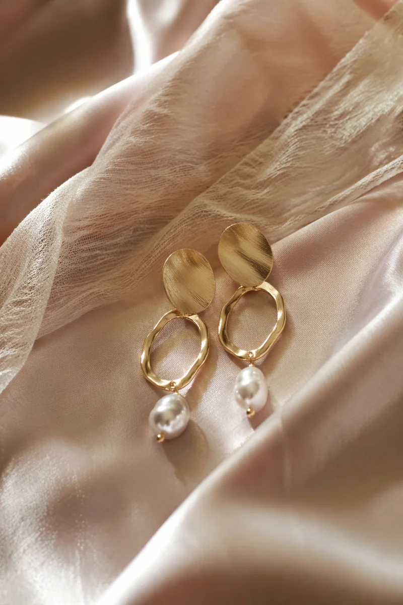 Elegant Statement Earrings on Satin Backdrop