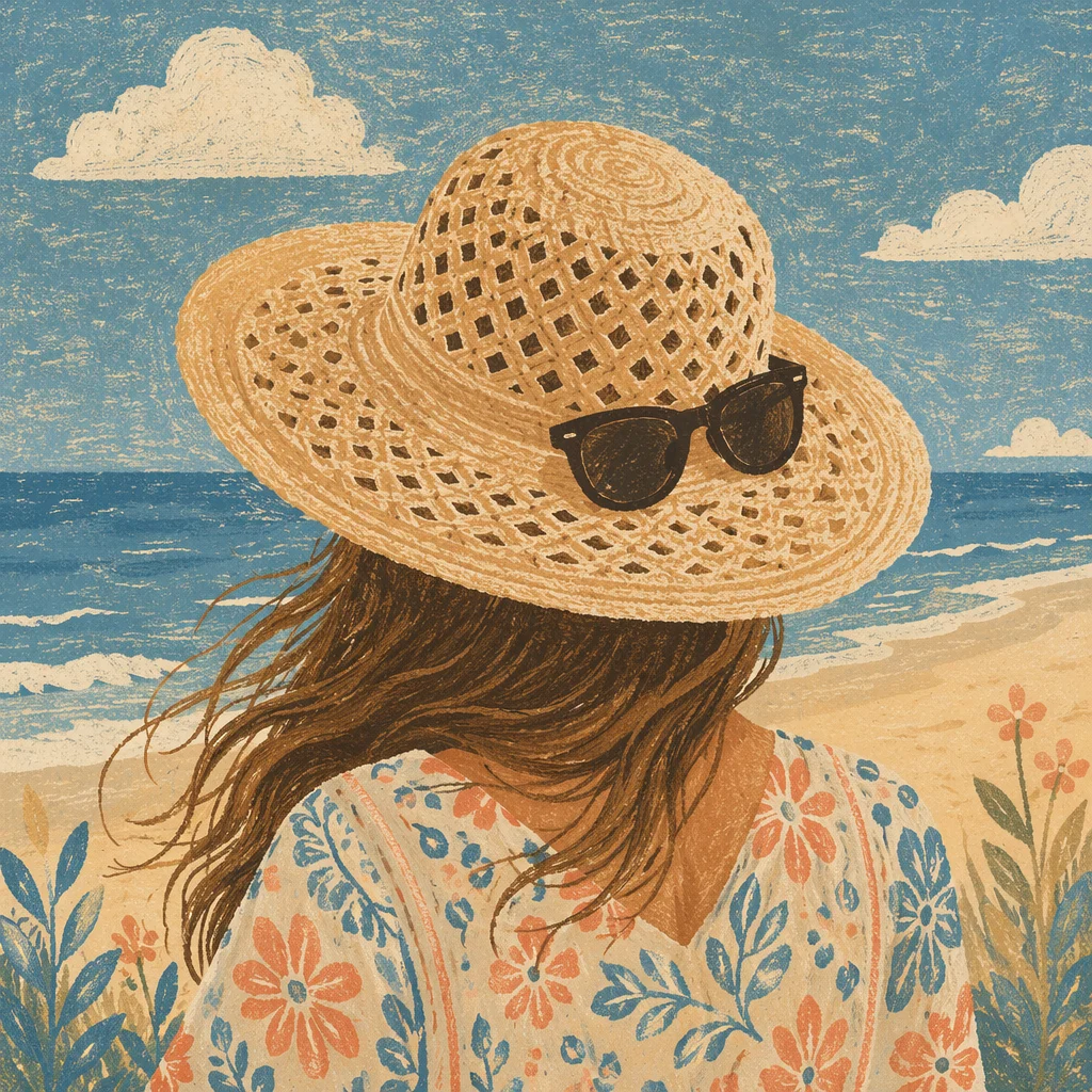 Straw Hat and Sunglasses Beach Fashion