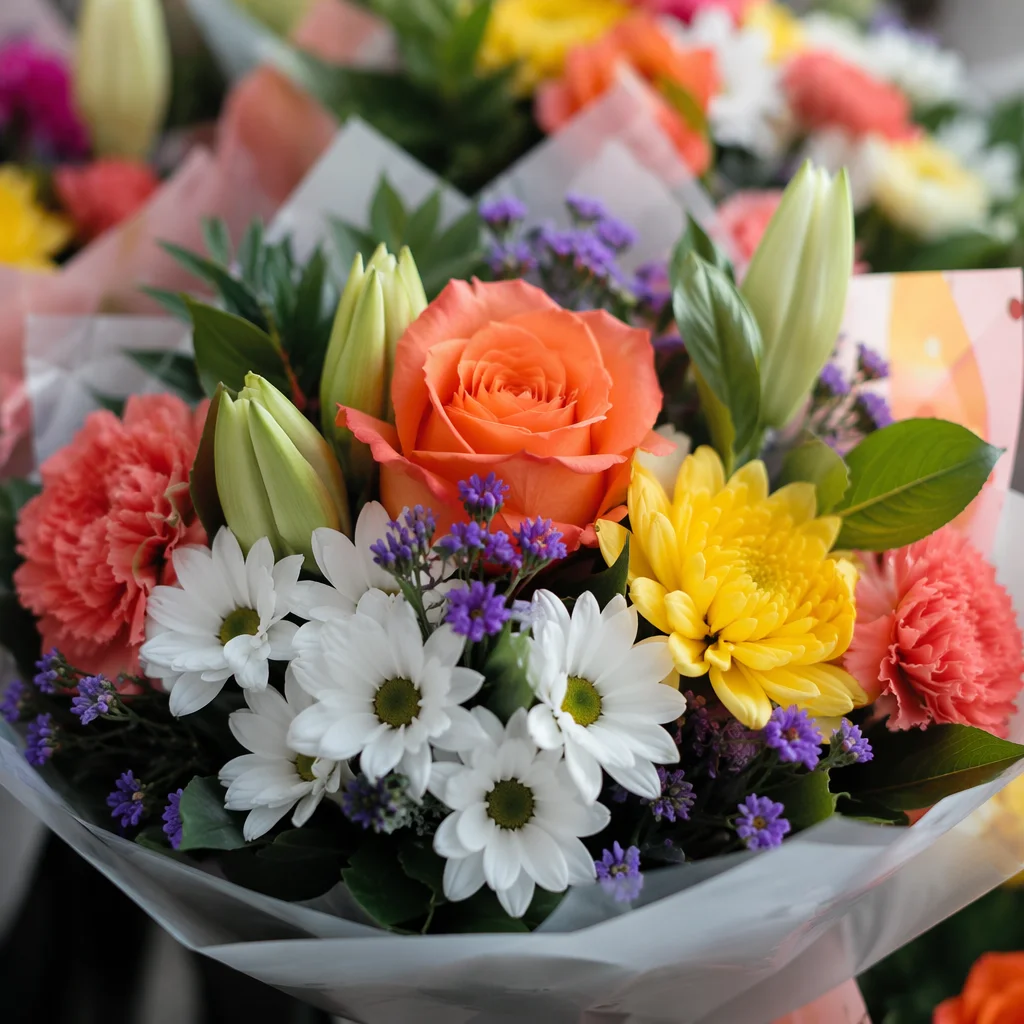 Colorful Fresh Flower Bouquet Close-Up