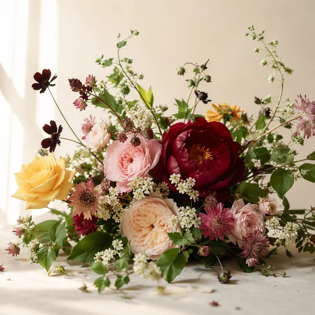 Colorful Fresh Bouquet in Soft Window Light