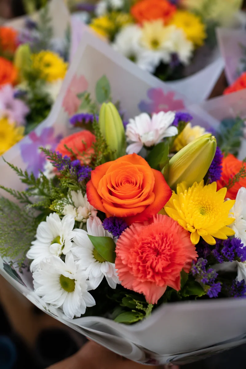 Colorful Fresh Flower Bouquet Close-Up