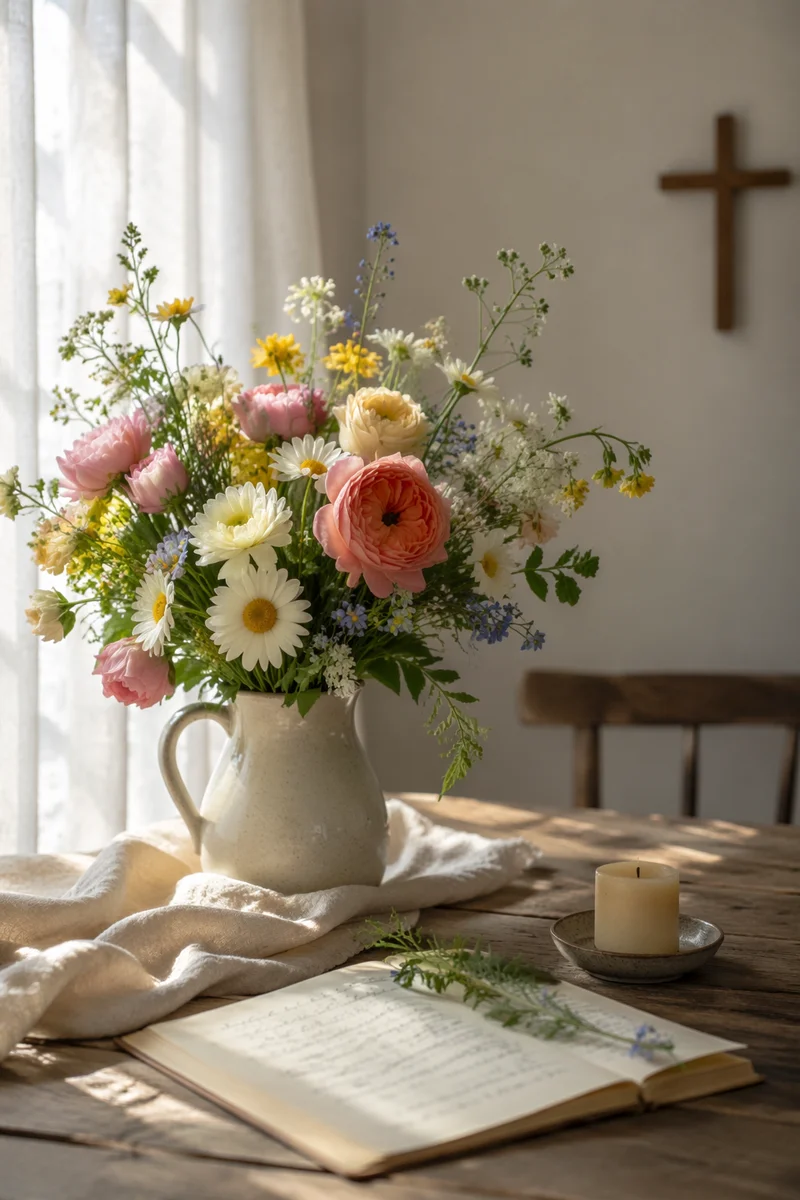 Sunlit Mixed Bouquet in Prayer Room