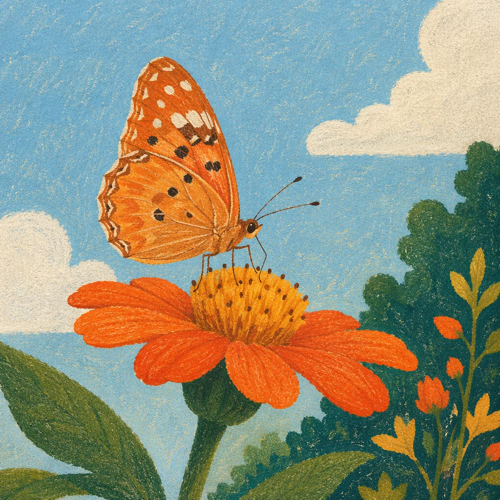 Orange Butterfly on Summer Garden Bloom