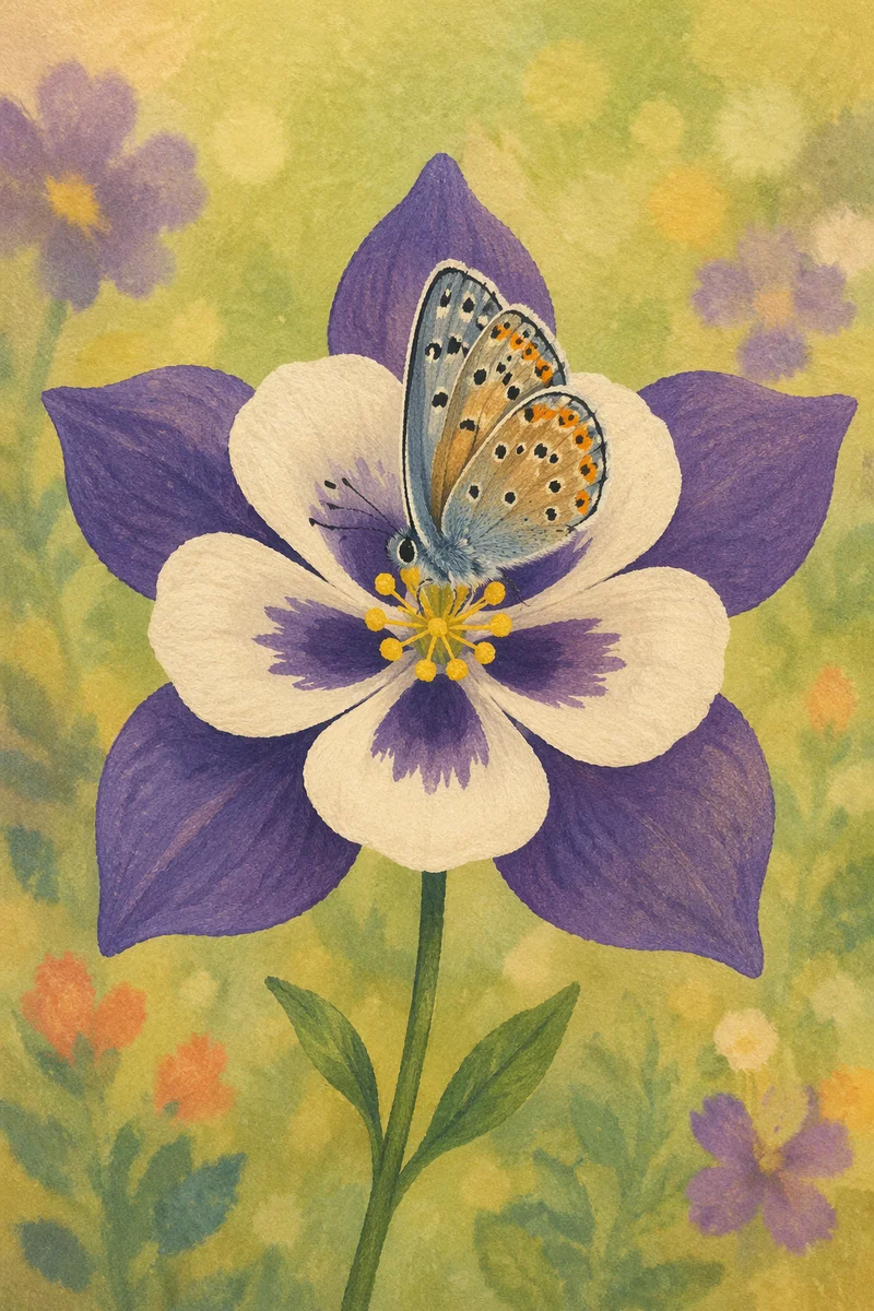 Butterfly on Purple Garden Flower Macro