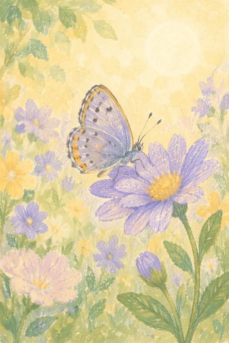 Butterfly Resting on Dewy Garden Flower