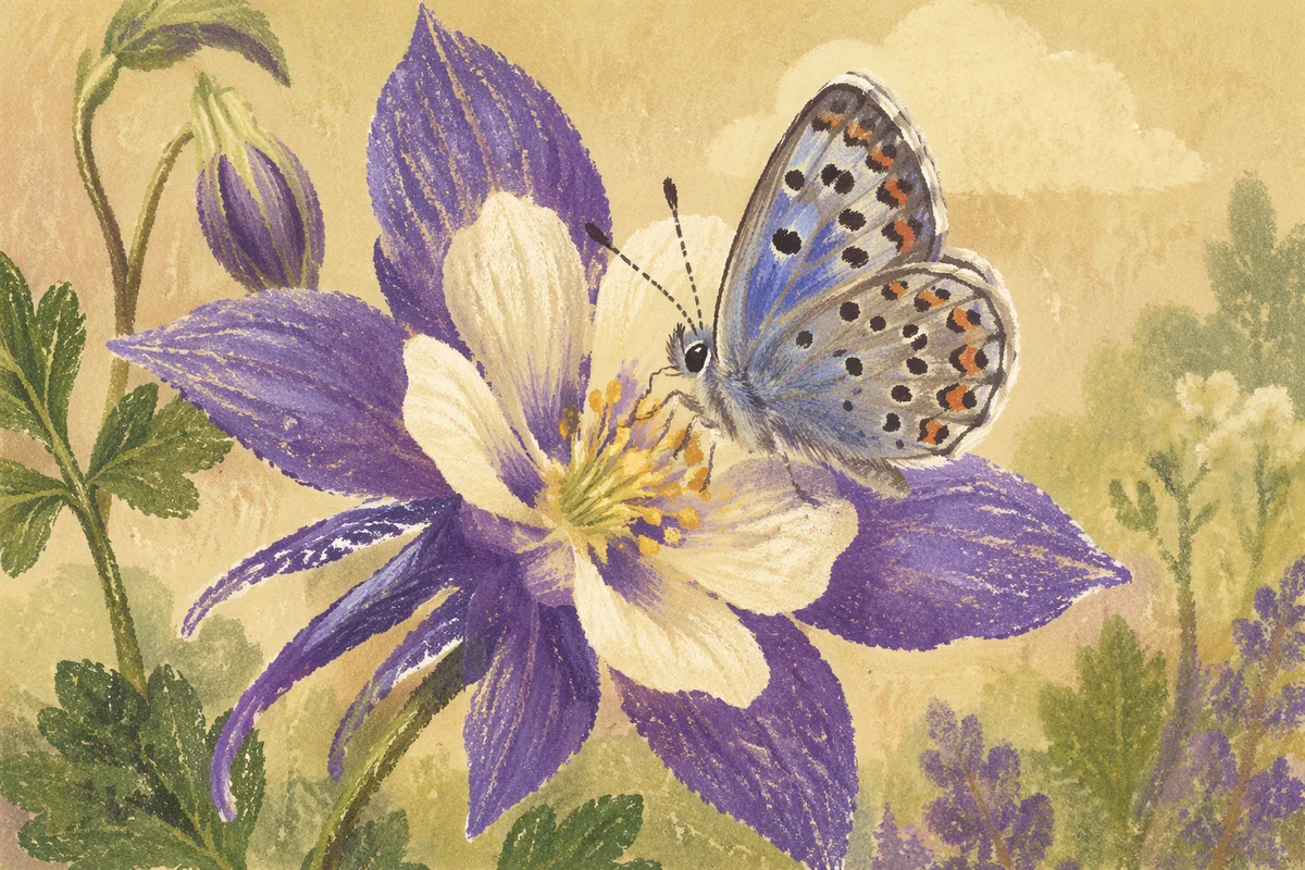 Delicate Butterfly on Purple Garden Flower