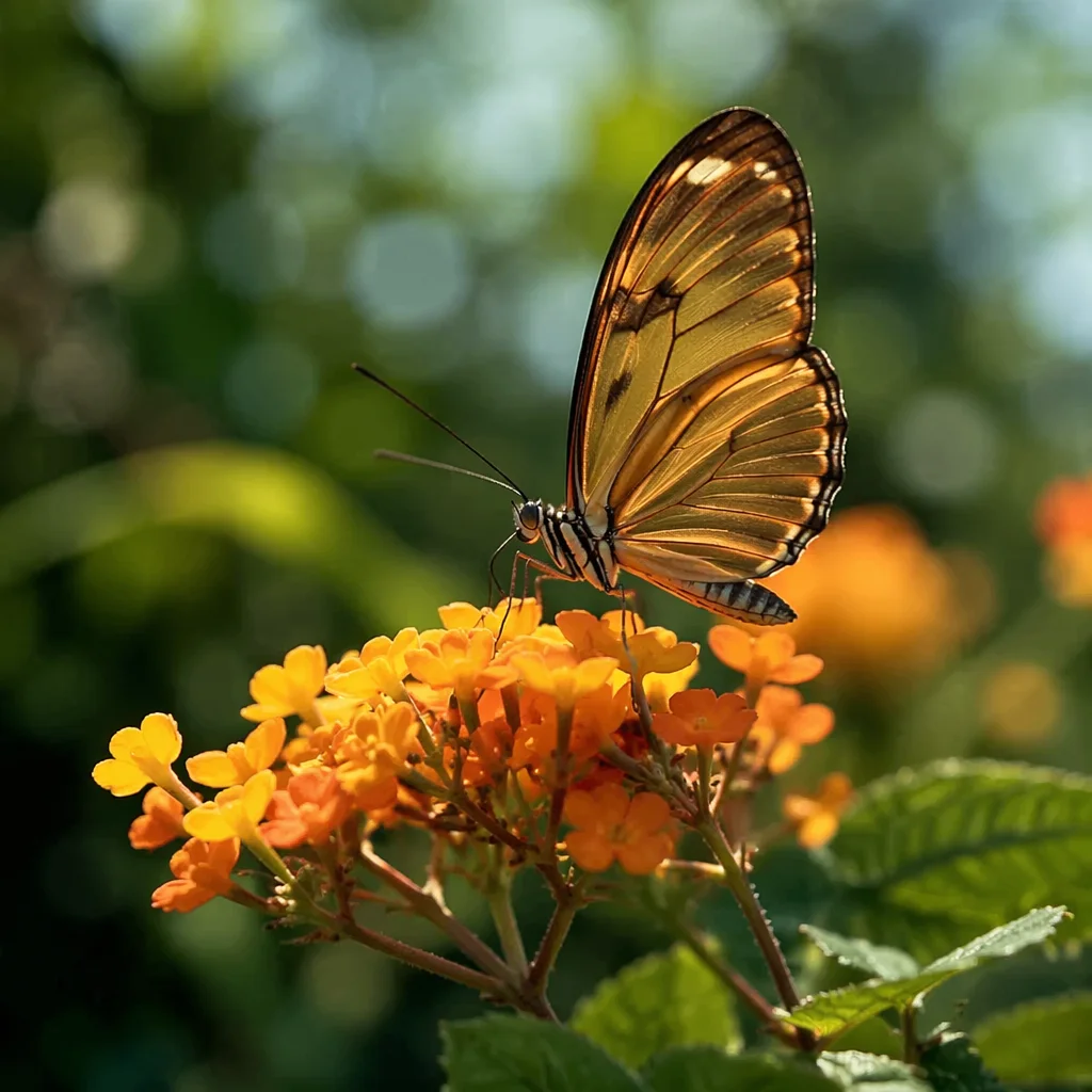 Butterfly on Golden Garden Flowers