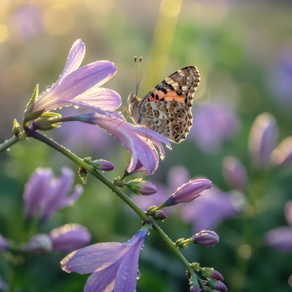 Butterfly Resting on Blooming Garden Flower