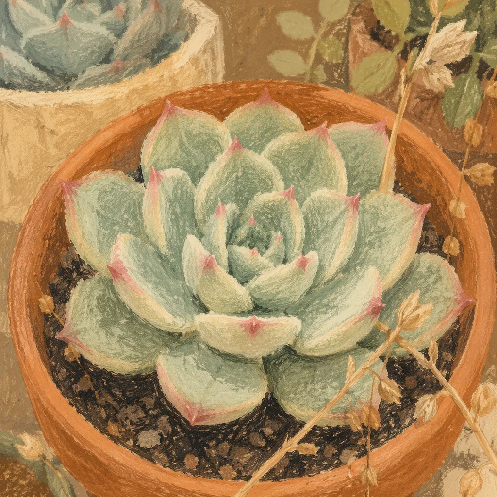 Potted Succulent Rosette in Morning Light