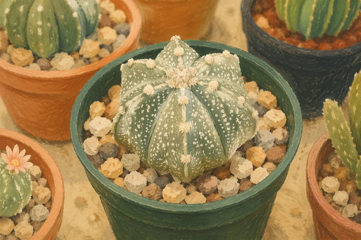 Star-Shaped Potted Cactus Succulent Close-Up