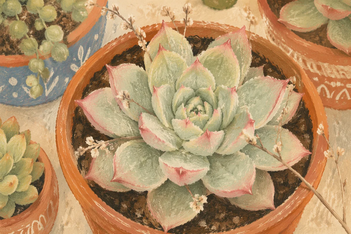Mint Succulent Rosette in Terracotta Pot