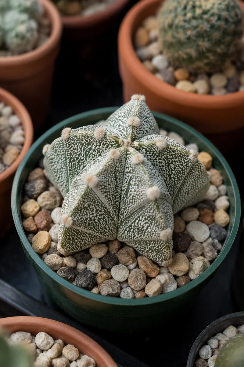 Photorealistic Potted Cactus Succulent Collection Close-Up