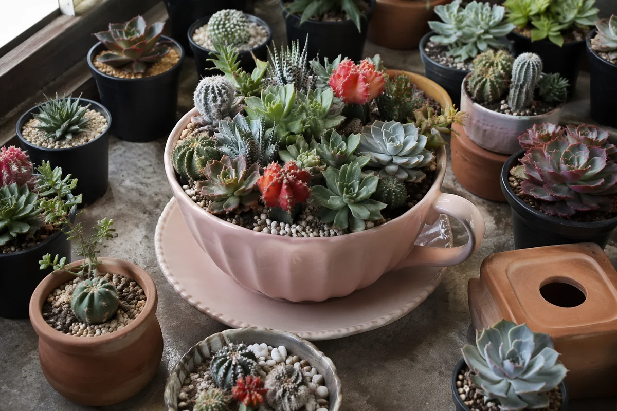 Rustic Greenhouse Cactus Succulent Planters