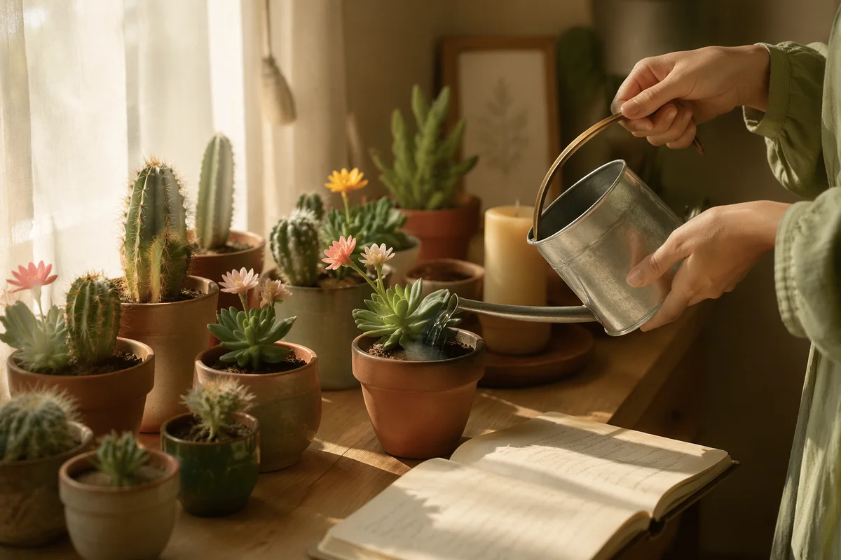 Sunlit Cactus Succulent Prayer Corner