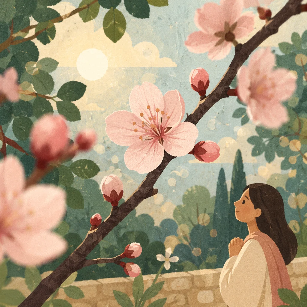 Pale Pink Cherry Blossoms in Morning Light