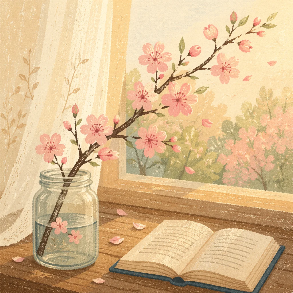 Pink Cherry Blossoms by Prayer Book