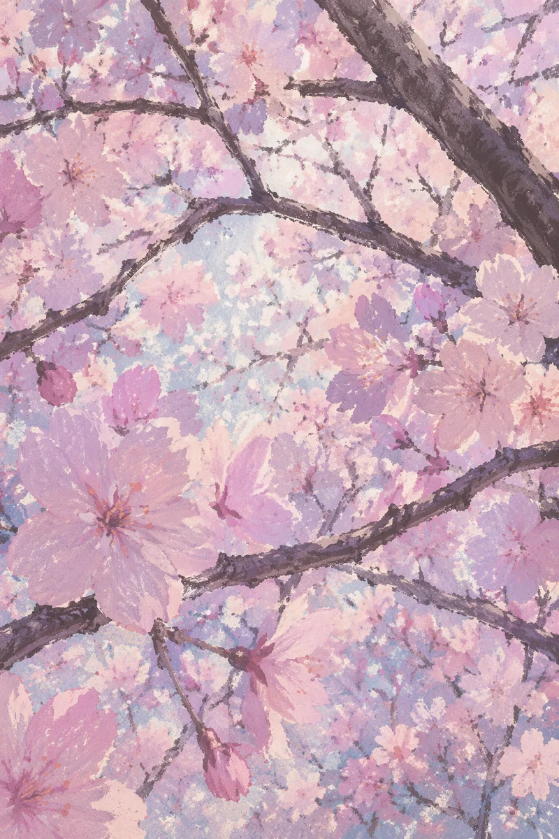 Pale Pink Cherry Blossoms in Morning Light