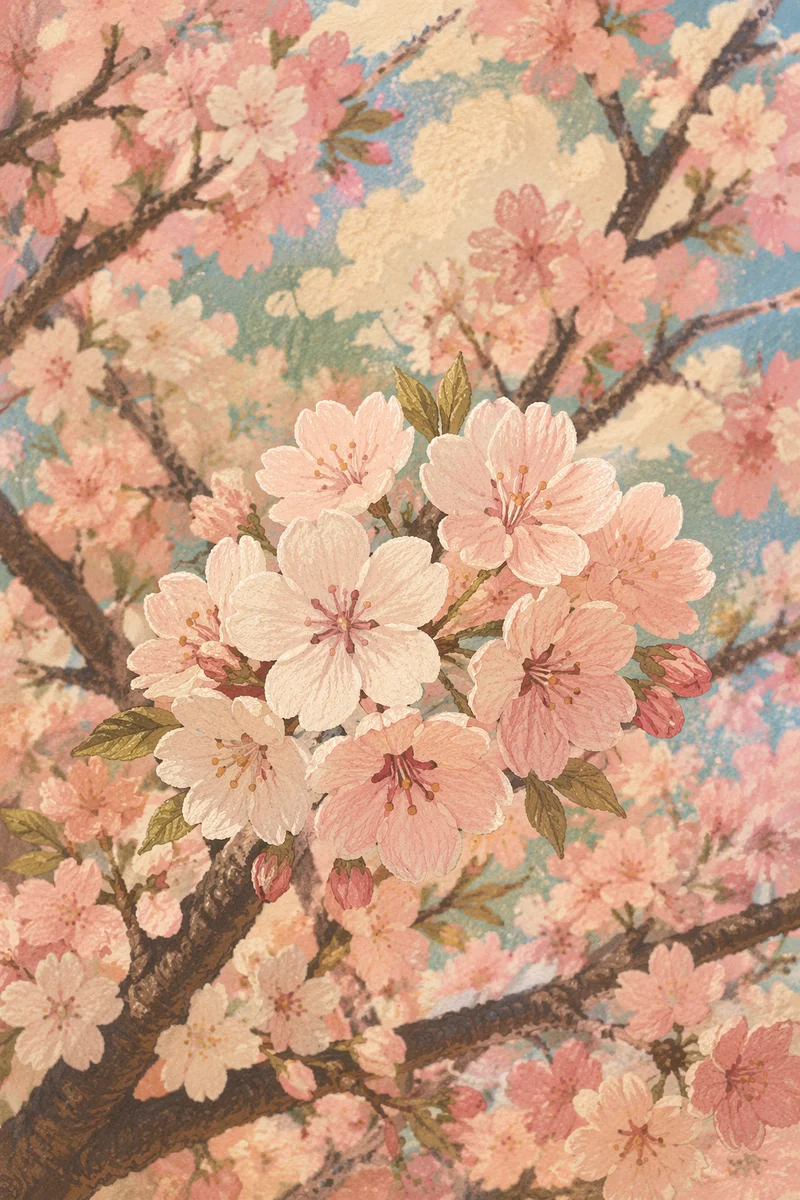 Soft Pink Cherry Blossoms in Spring