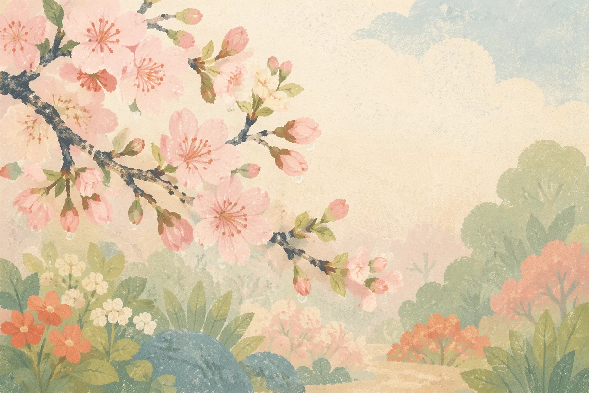 Serene Cherry Blossom Branch in Spring Light