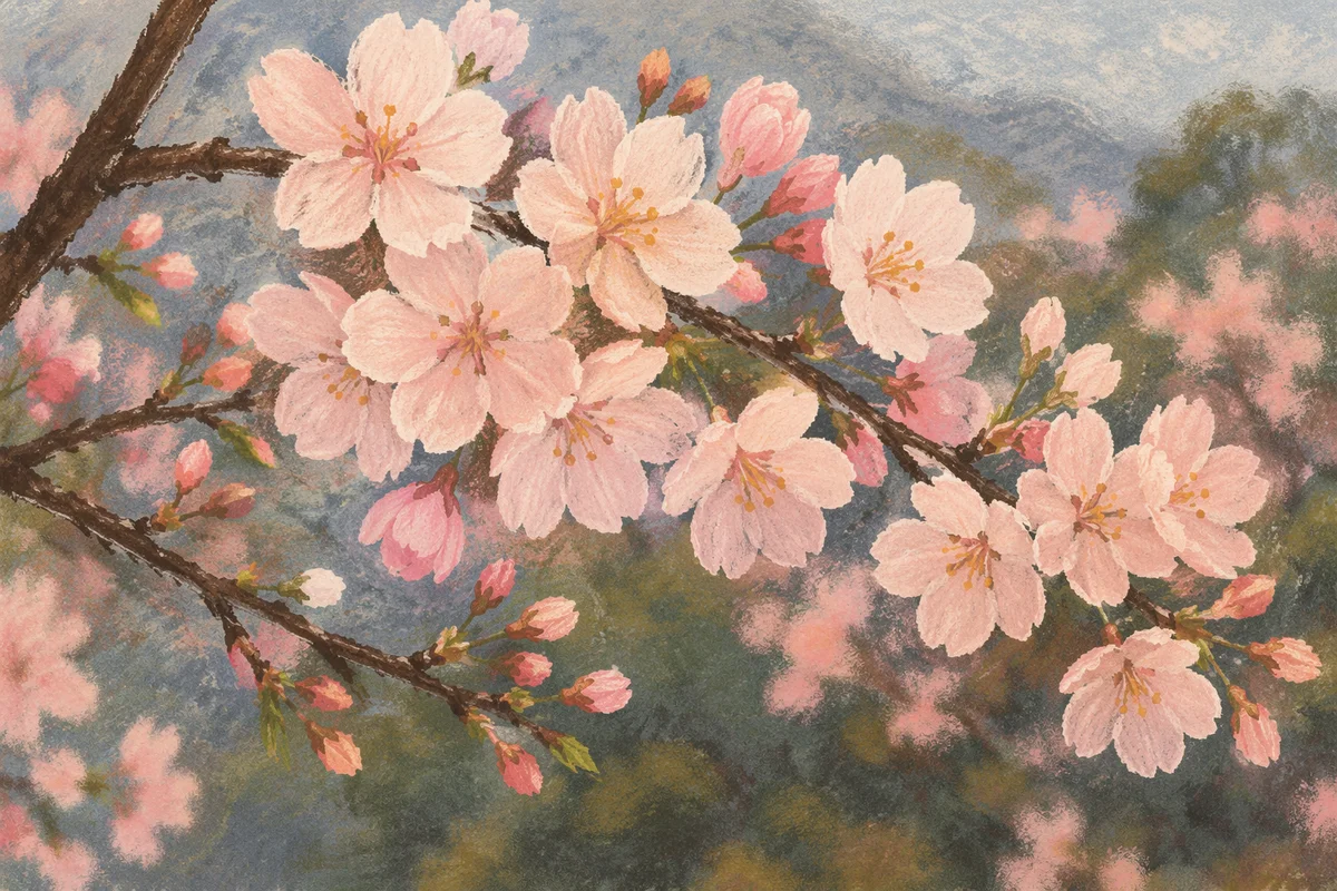 Pale Pink Cherry Blossoms in Spring