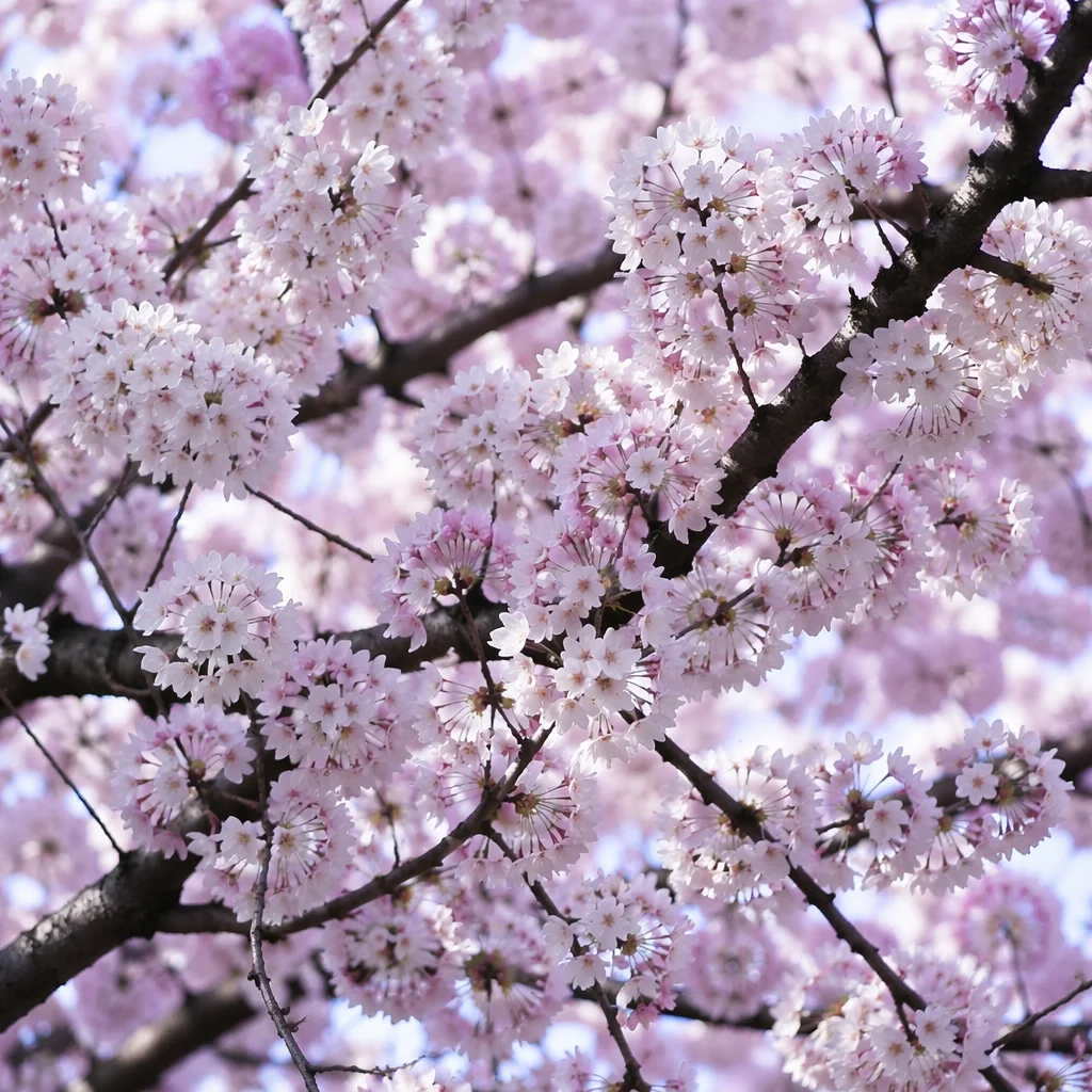 Pale Pink Cherry Blossoms in Morning Light