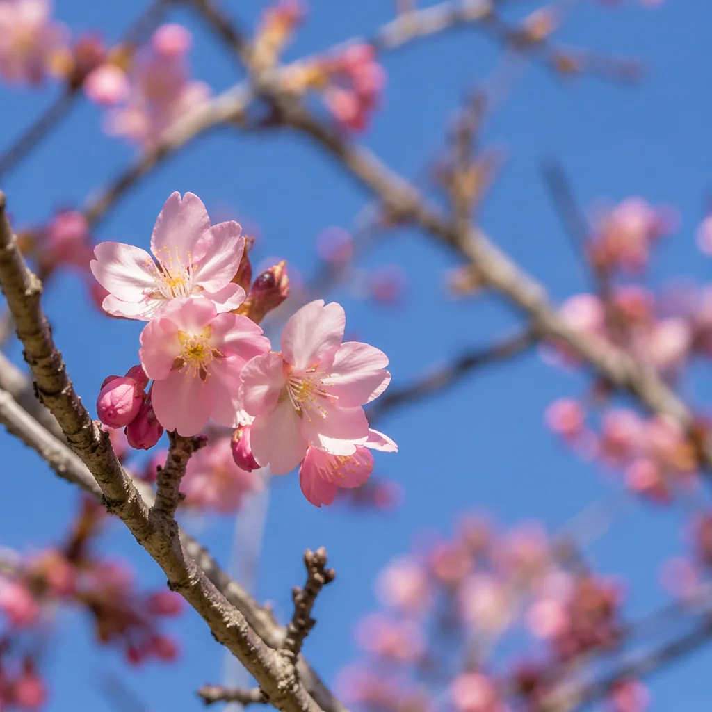 Pink Cherry Blossoms Under Spring Sky