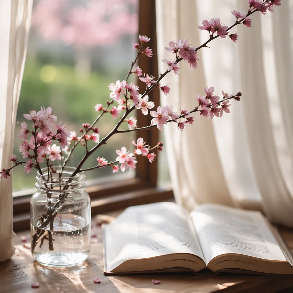 Pink Cherry Blossoms by Prayer Book