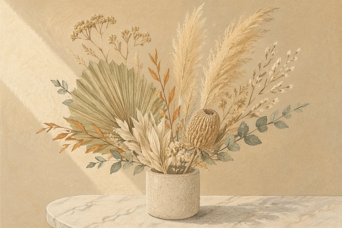 Boho Dried Flower Vase Still Life