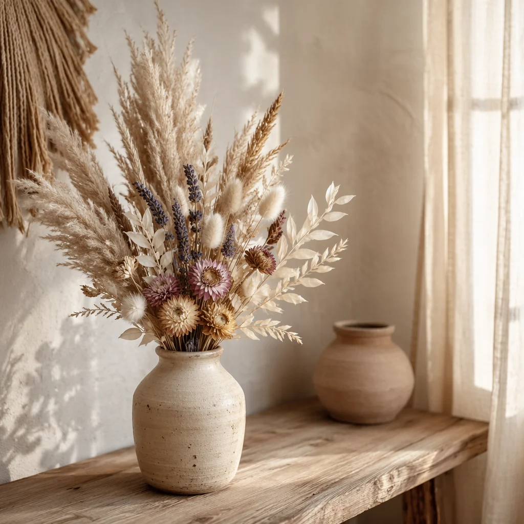 Boho Natural Dried Flower Vase Arrangement