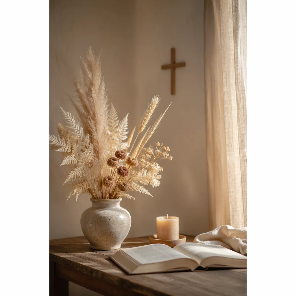Boho Dried Flowers in Prayer Nook