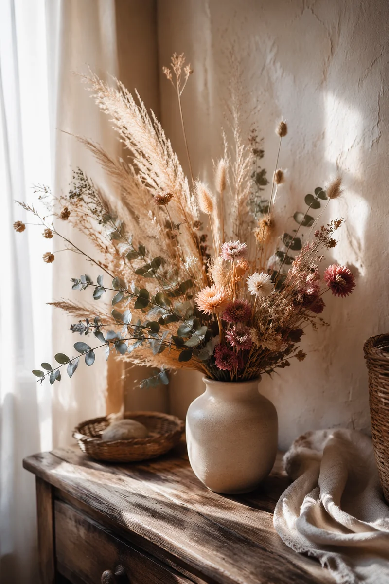 Boho Natural Dried Flower Vase Arrangement
