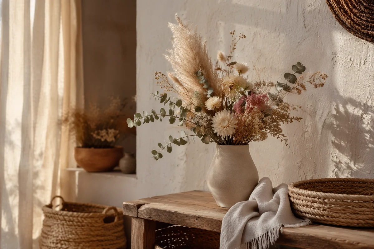 Boho Natural Dried Flower Vase Decor