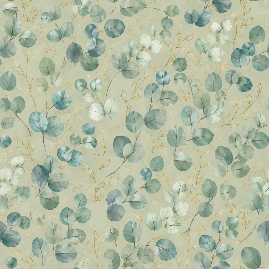 Seamless Sage Eucalyptus Folk Art Pattern