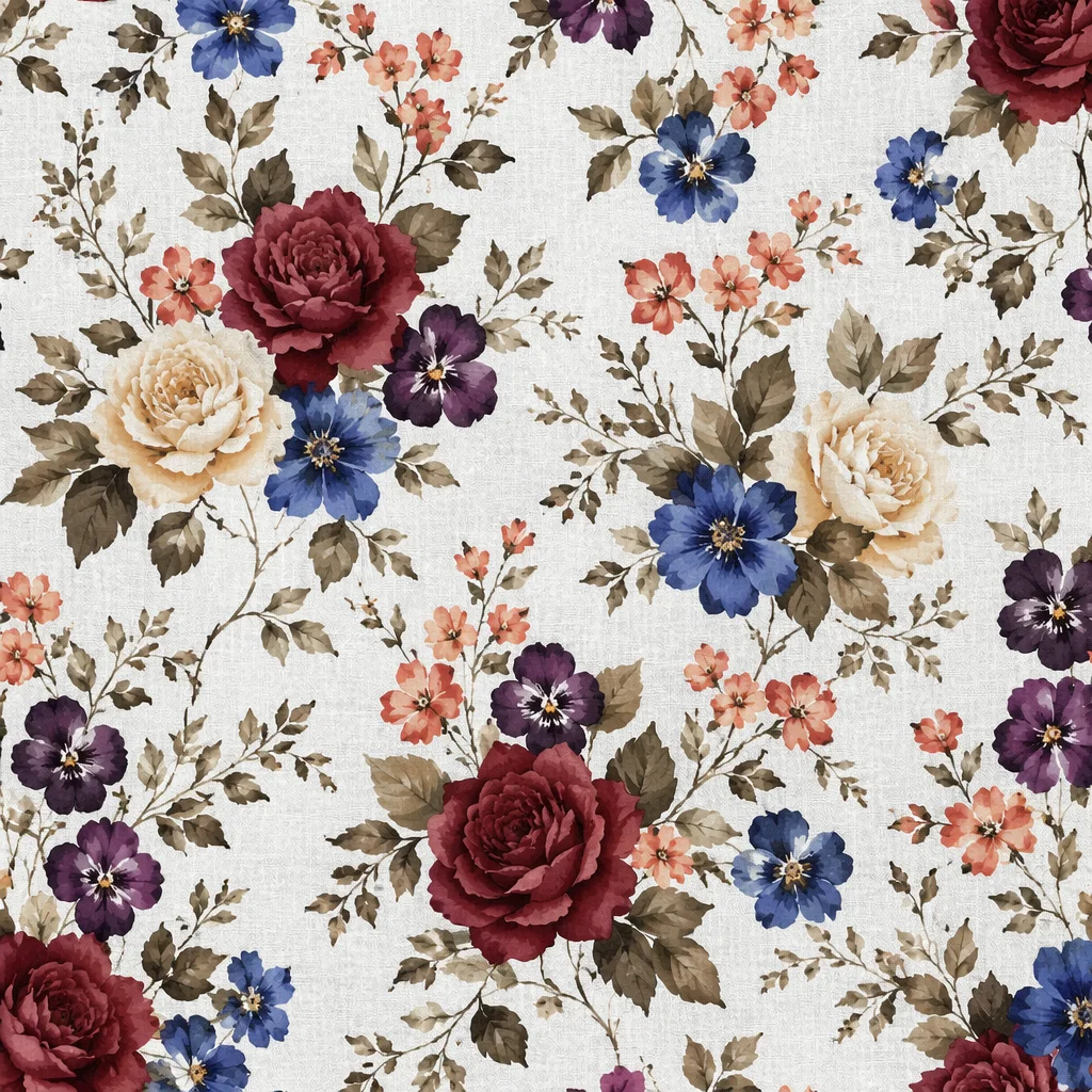 Vintage Seamless Floral Botanical Fabric Pattern