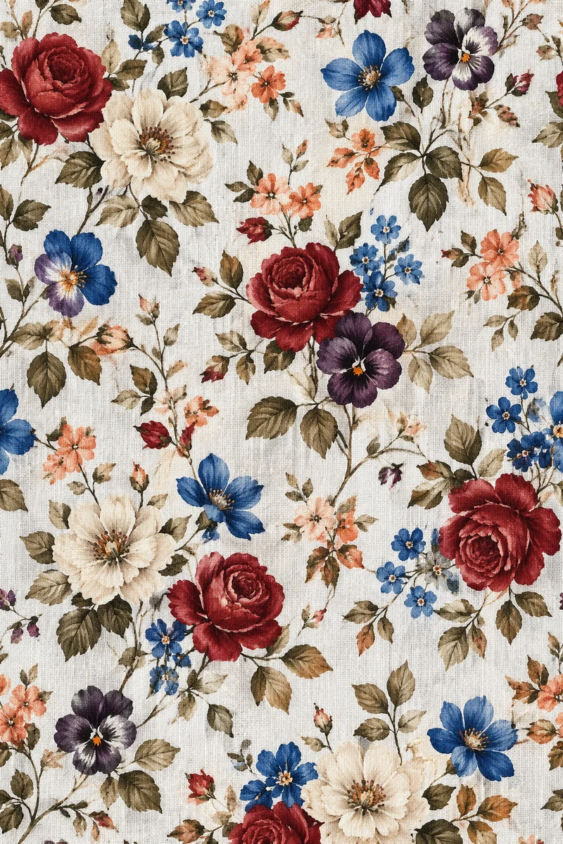 Vintage Seamless Floral Botanical Fabric Pattern