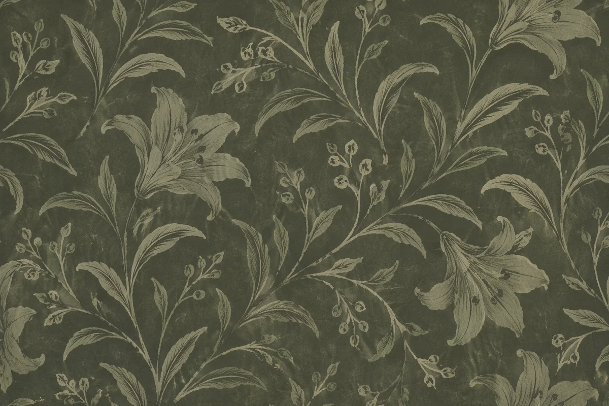 Sage Green Folk Floral Seamless Pattern