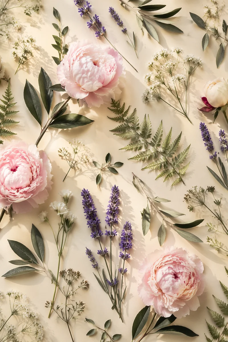 Seamless Floral Botanical Print with Garden Flowers