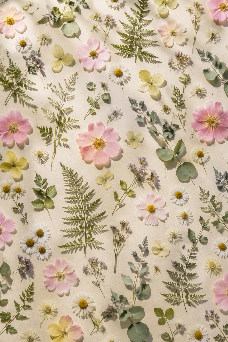 Seamless Pressed Flower Botanical Pattern
