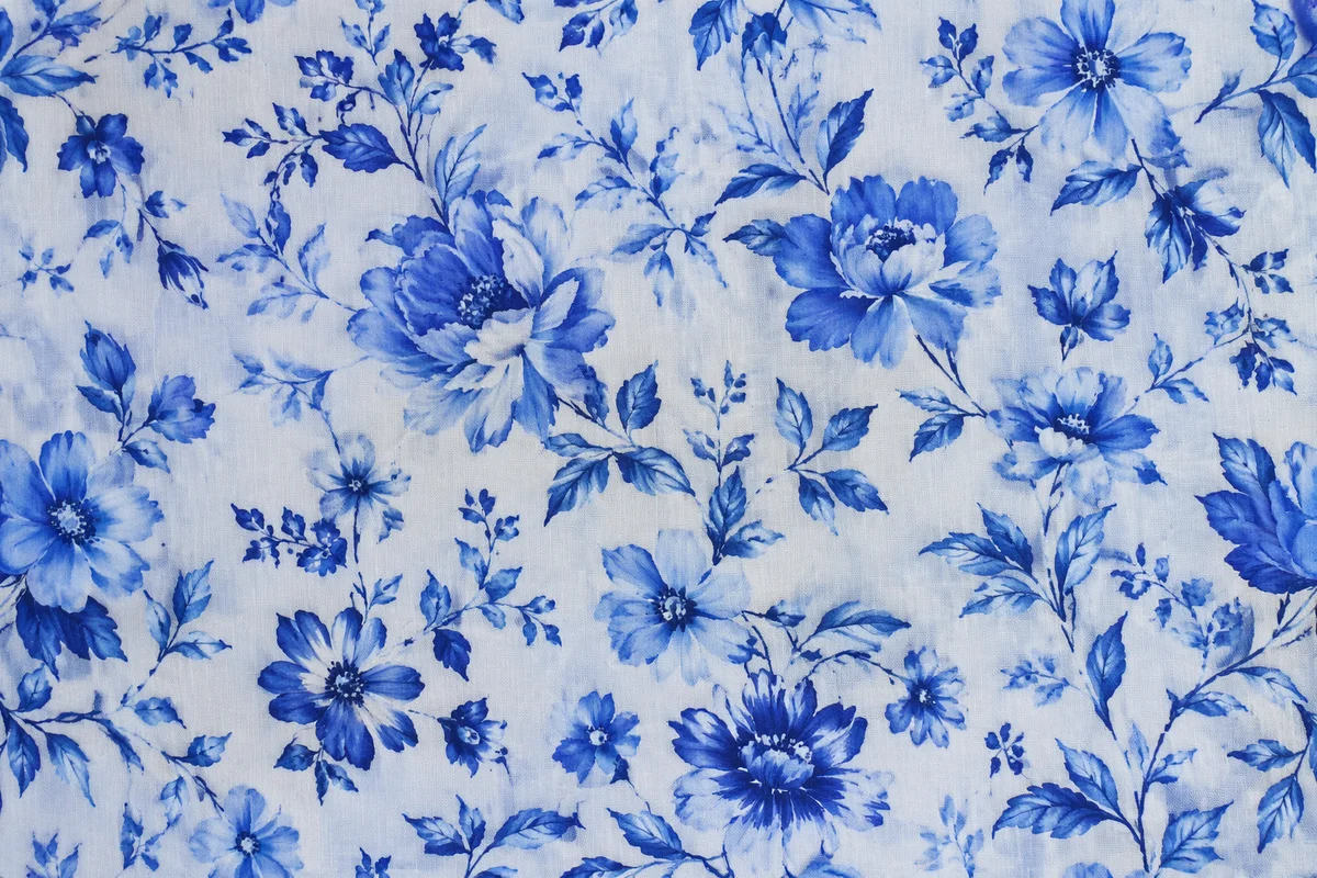 Blue Botanical Floral Fabric Pattern