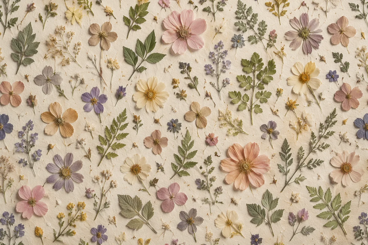 Pressed Wildflower Seamless Botanical Pattern