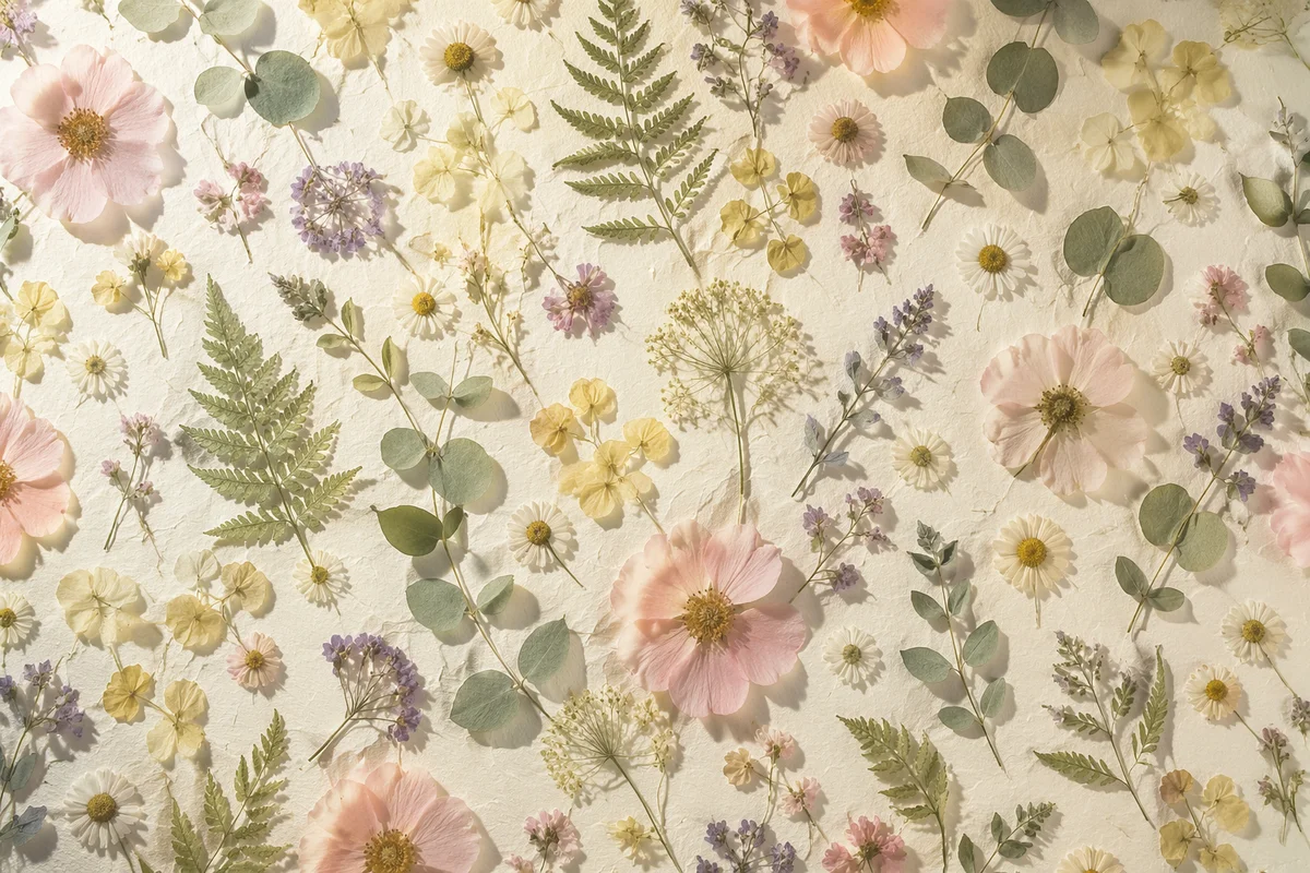 Seamless Pressed Flower Botanical Pattern