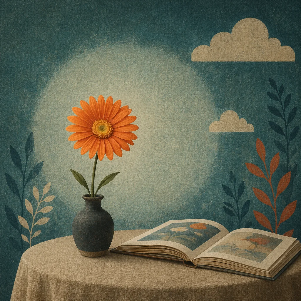 Orange Gerbera Daisy in Ceramic Vase