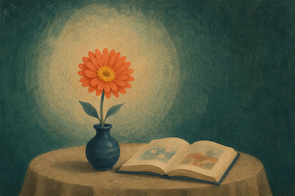 Orange Gerbera Still Life on Taupe Linen