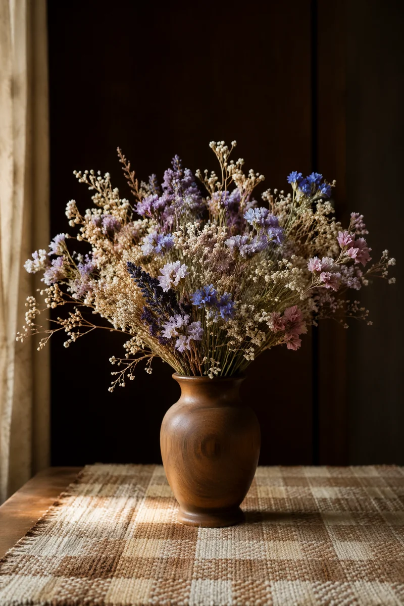 Rustic Dried Flower Vase Still Life