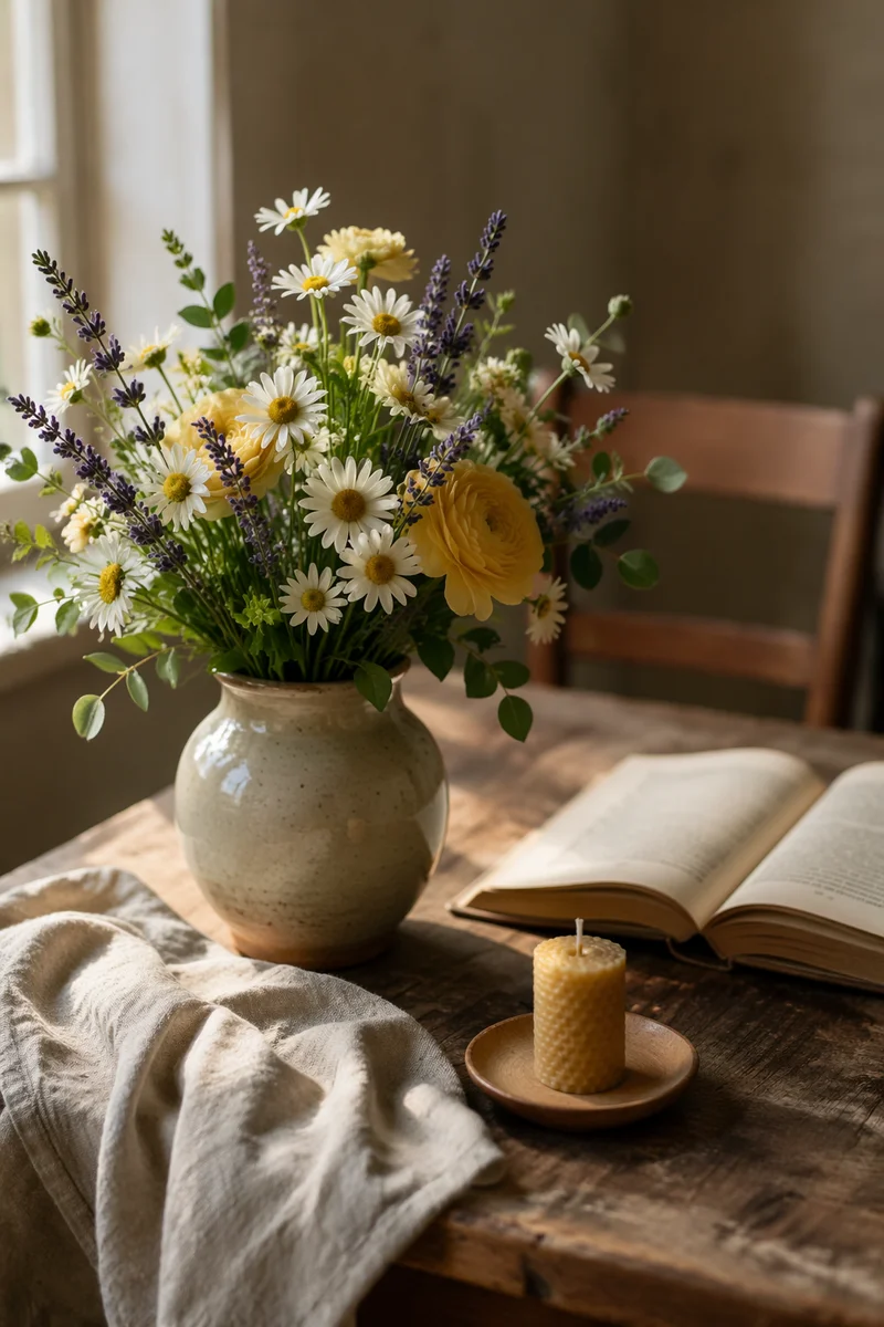 Spring Flowers in Ceramic Vase