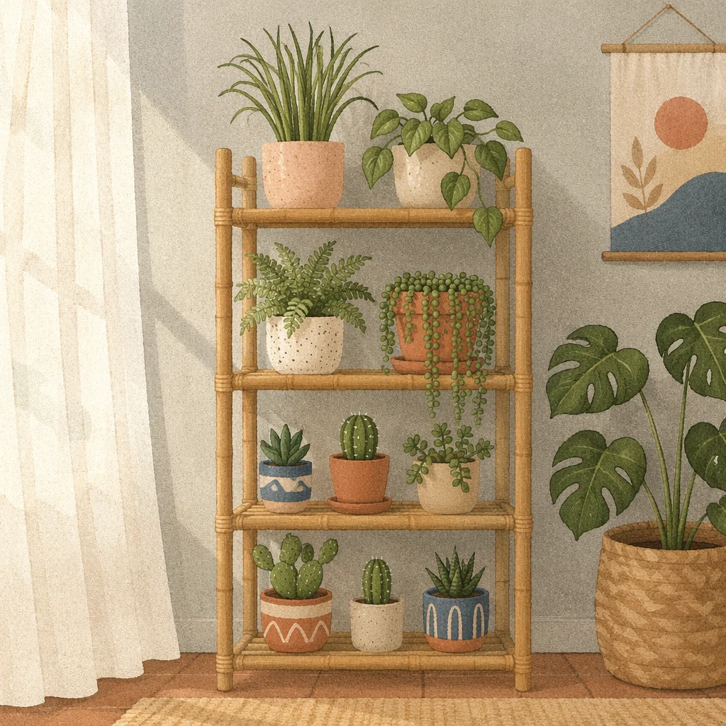 Indoor Plant Shelf with Soft Natural Light